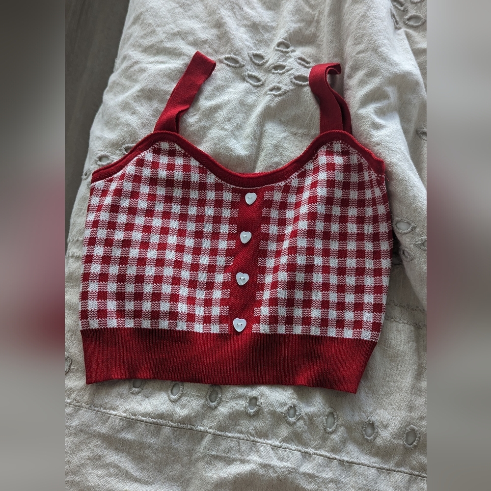 Red plaid crop top